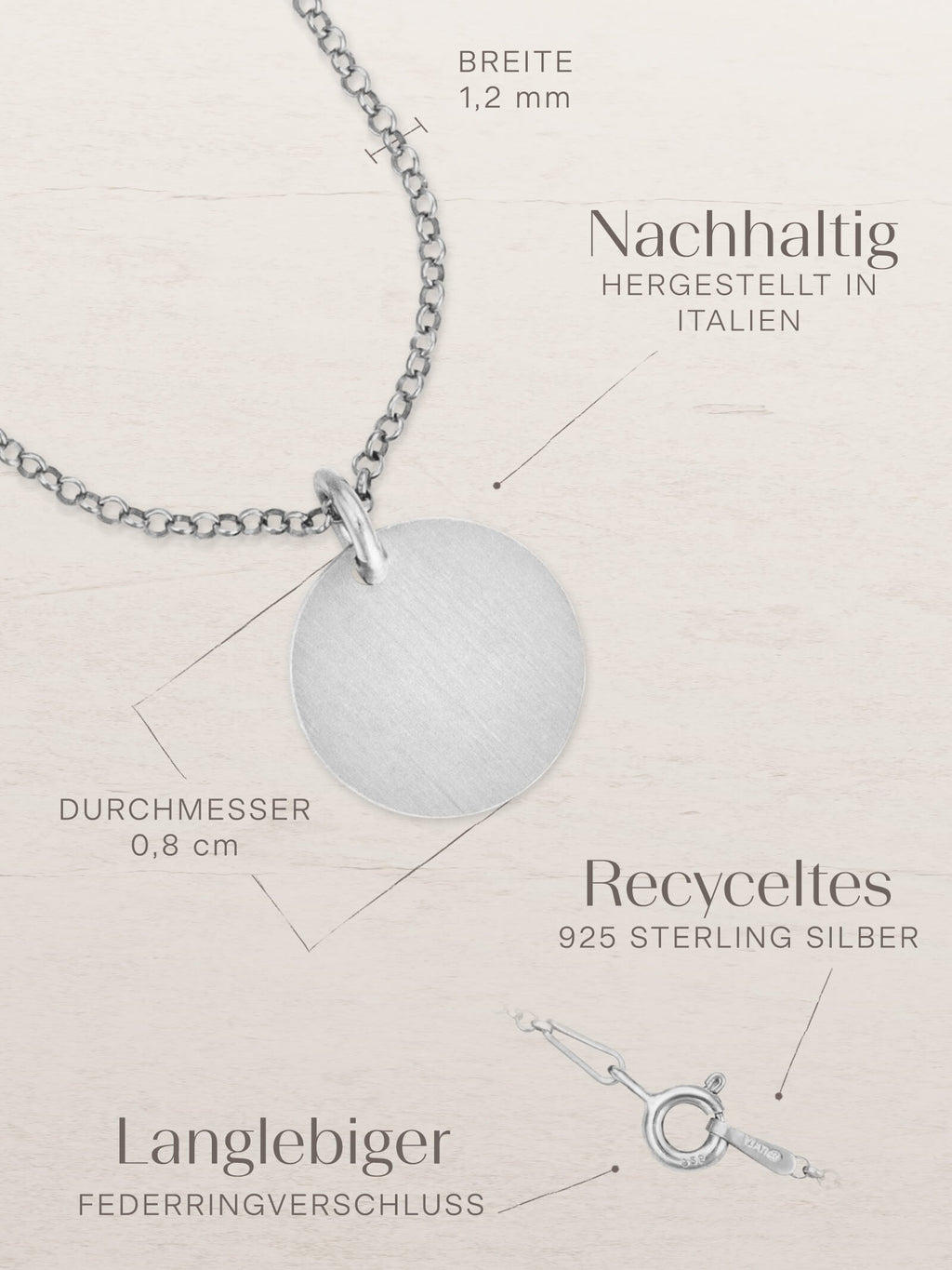 Kettenanhänger CIRCLE 1,2 cm Silber