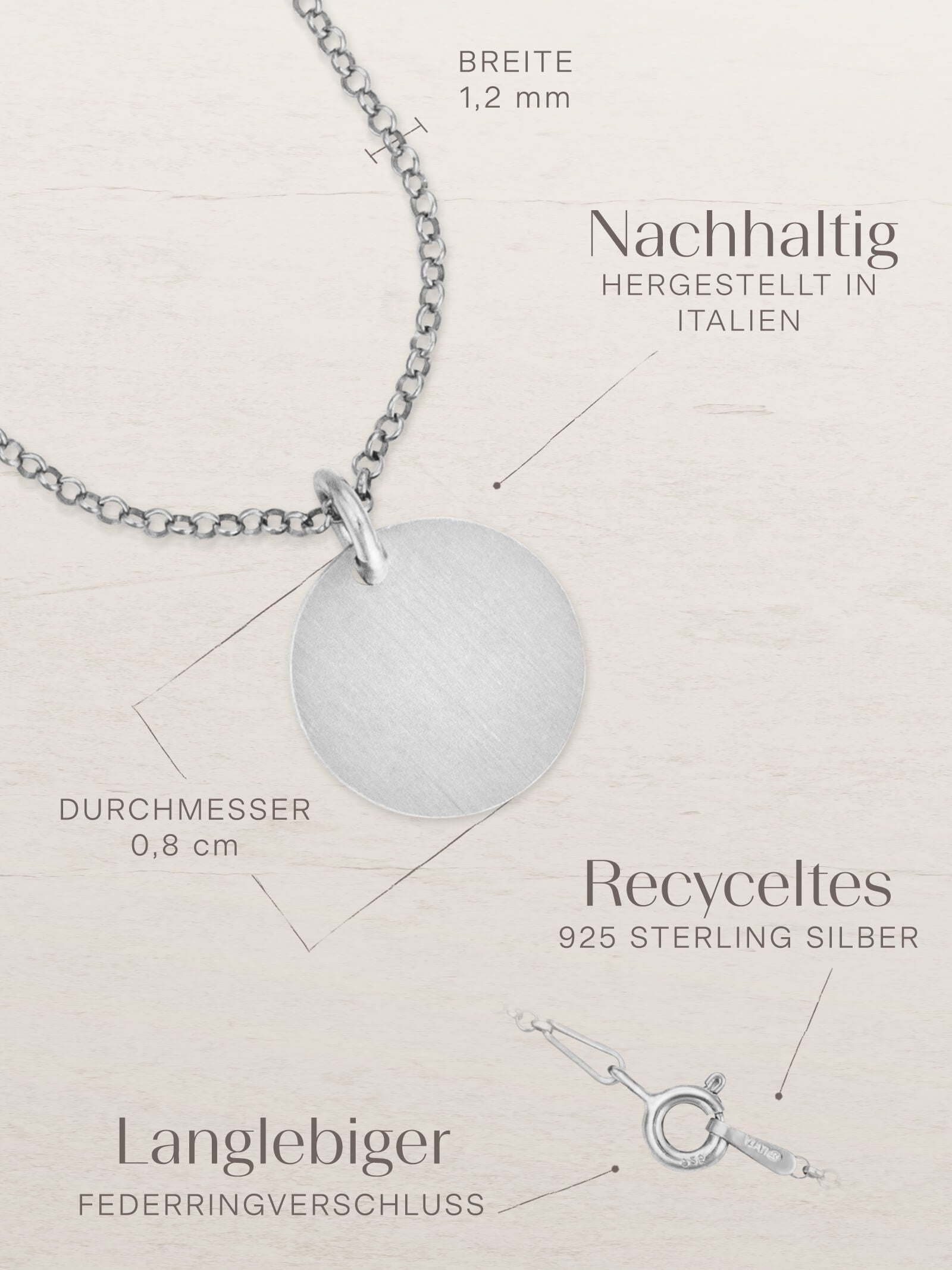 Kettenanhänger CIRCLE 1,2 cm Silber