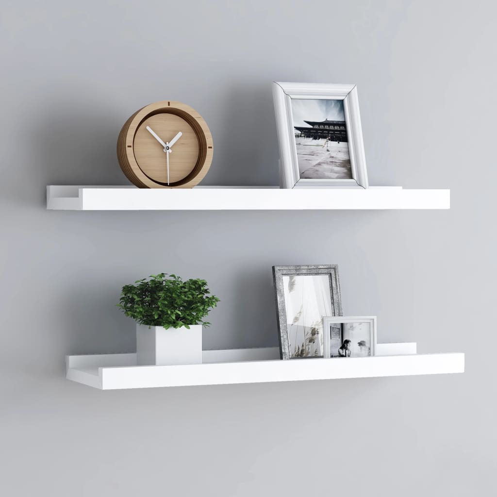 NNEVL Picture Frame Ledge Shelves 2 pcs White 60x9x3 cm MDF-0