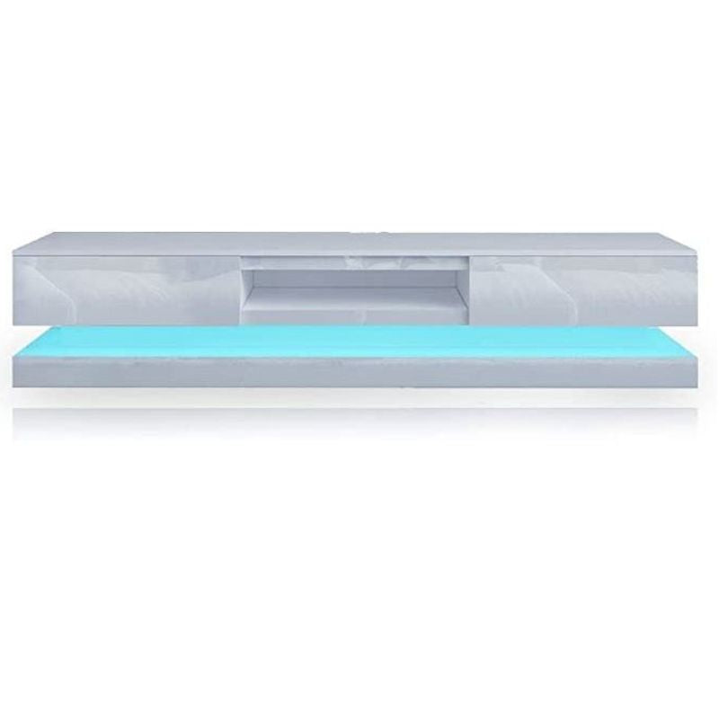 Modern High Gloss LED RGB TV Entertainment Unit with Storage 220cm - White-1